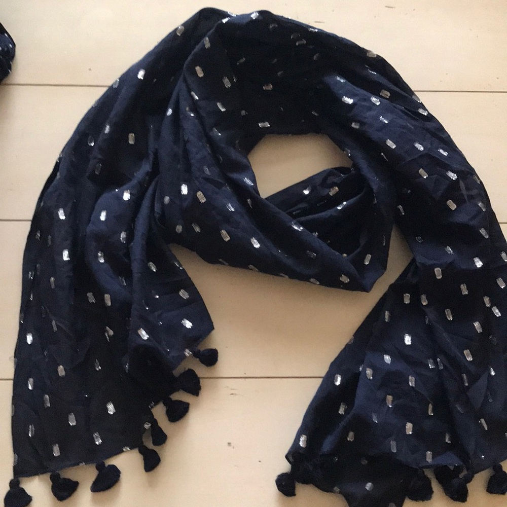 Jcrew Metallic dot scarf OS Navy